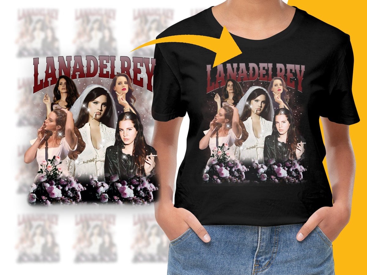 Lana Del Rey Fan T-Shirt, Vintage Photo Collage, Music Pop Art Tee, Unique Gift Idea