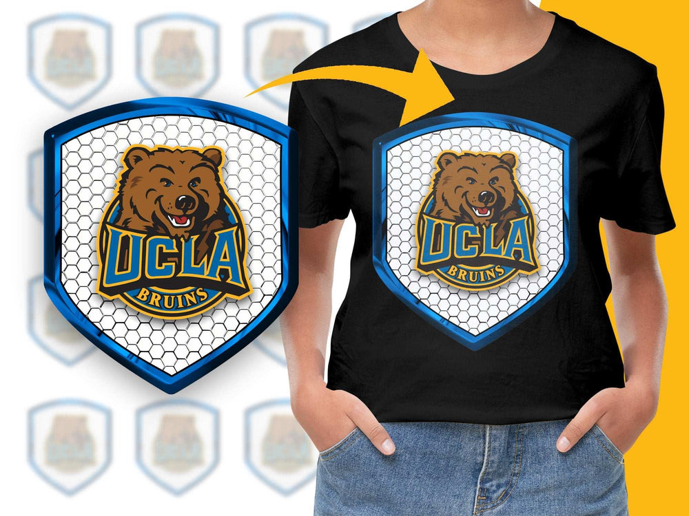 UCLA Bruins Bear Logo T-Shirt, College Sports Fan Apparel, Black Tee, Graphic Design Shirt