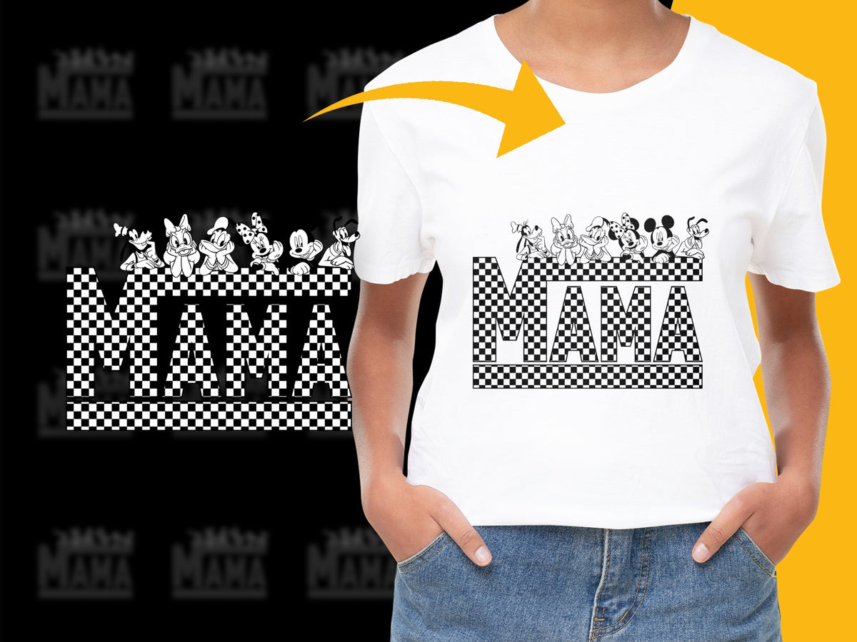 Mama Chessboard Design T-Shirt, Unique Mom Gift, Family Game Night Apparel, Casual Wear