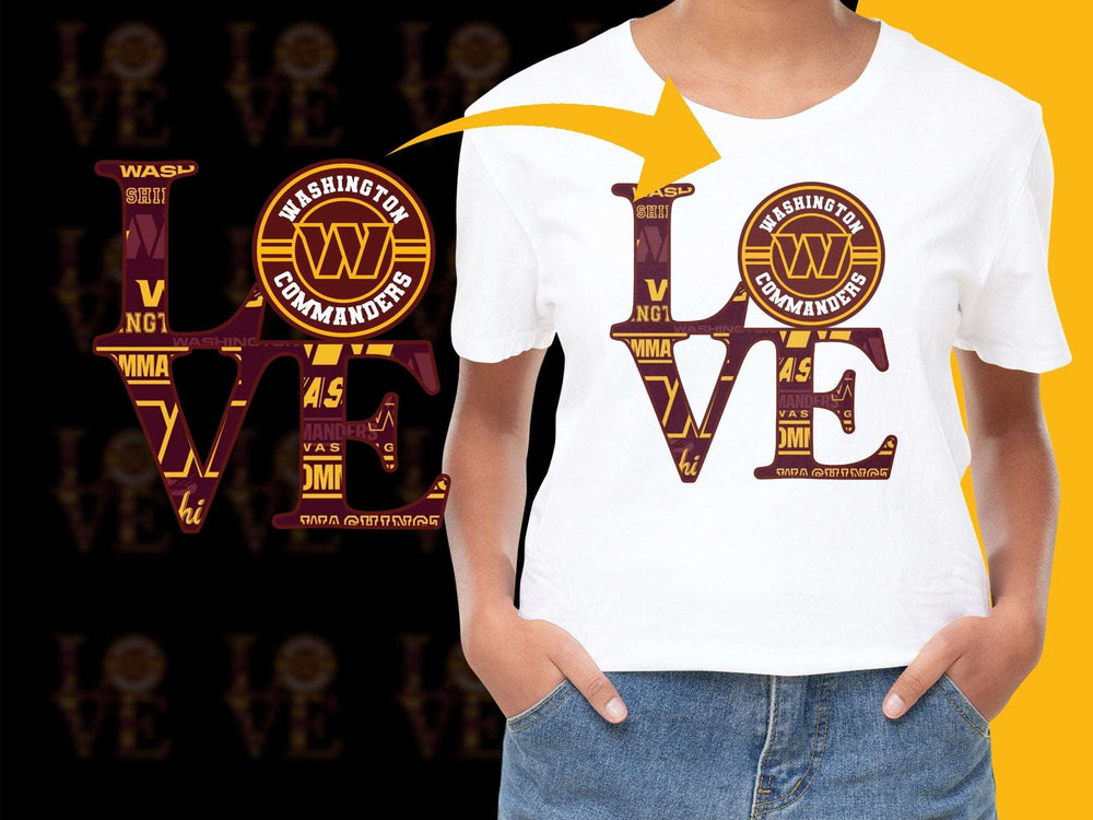 Washington Commanders Love T-Shirt, Graphic Tee, Unisex Sports Fan Apparel, Gift Idea