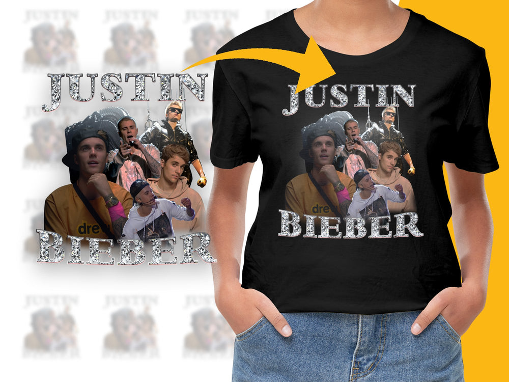 Justin Bieber Fan T-Shirt, Pop Music Star Graphic Tee, Casual Black Unisex Top