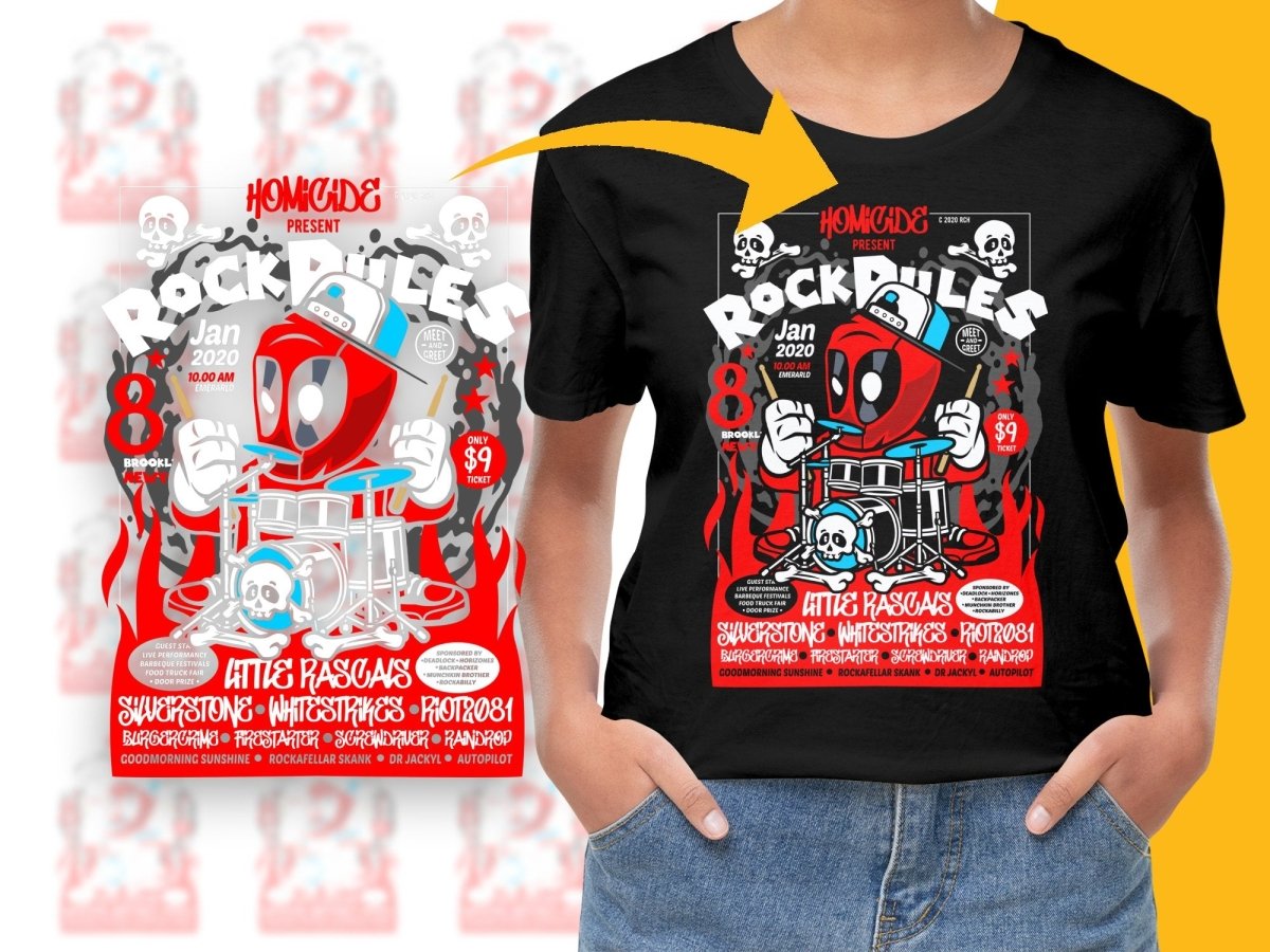 Deadpool Rock Poster Popculture PNG File - Teepew