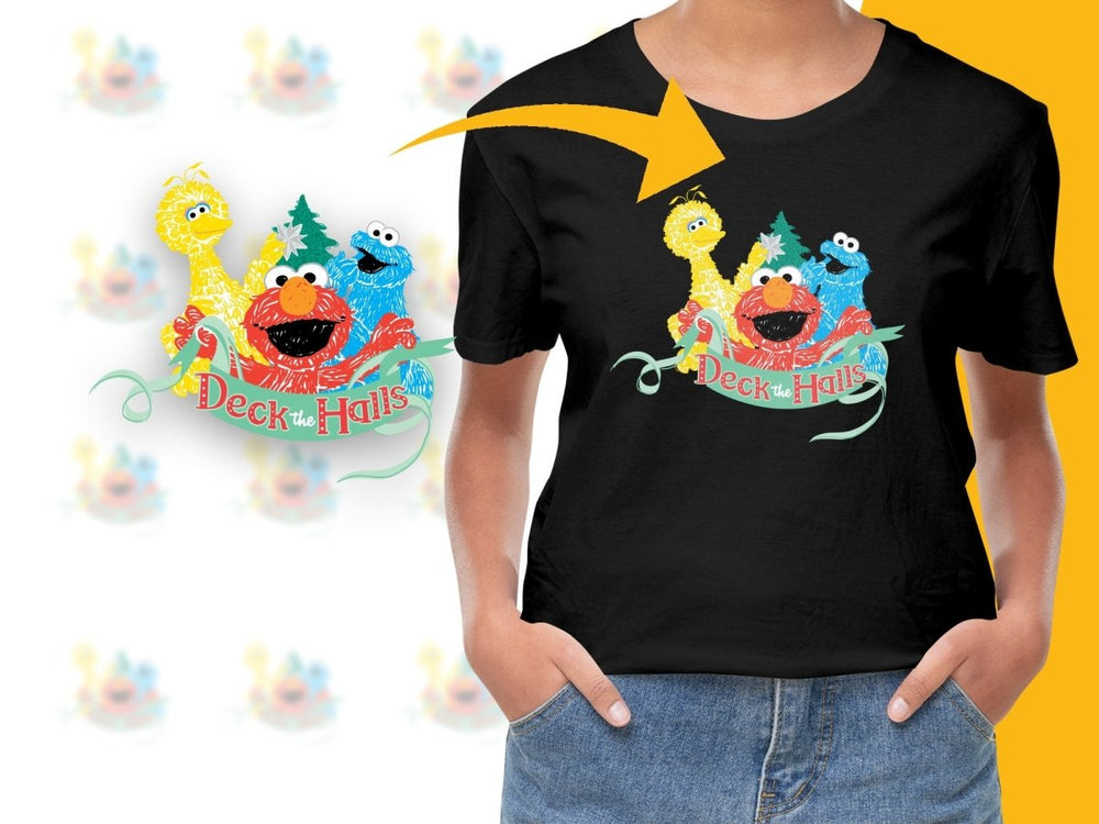 Deck the Halls Christmas Elmo Cookie Monster PNG File - Teepew