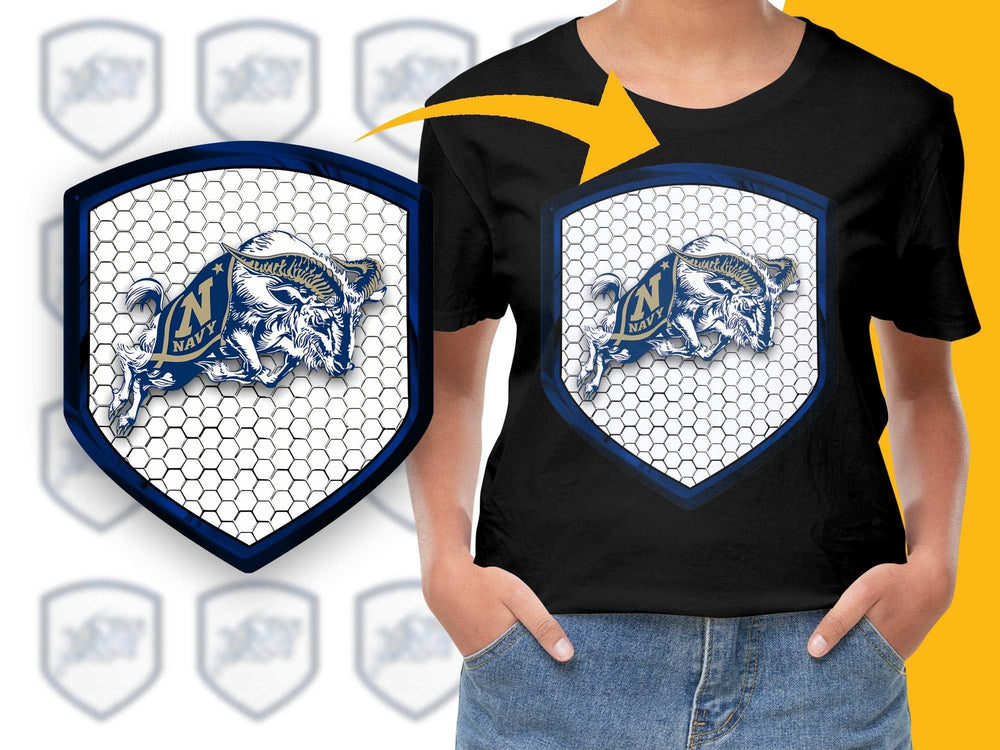 Navy Football Mascot T-Shirt, Boys Graphic Tee, Athletic Casual Wear, Navy Pride, Youth Sizes