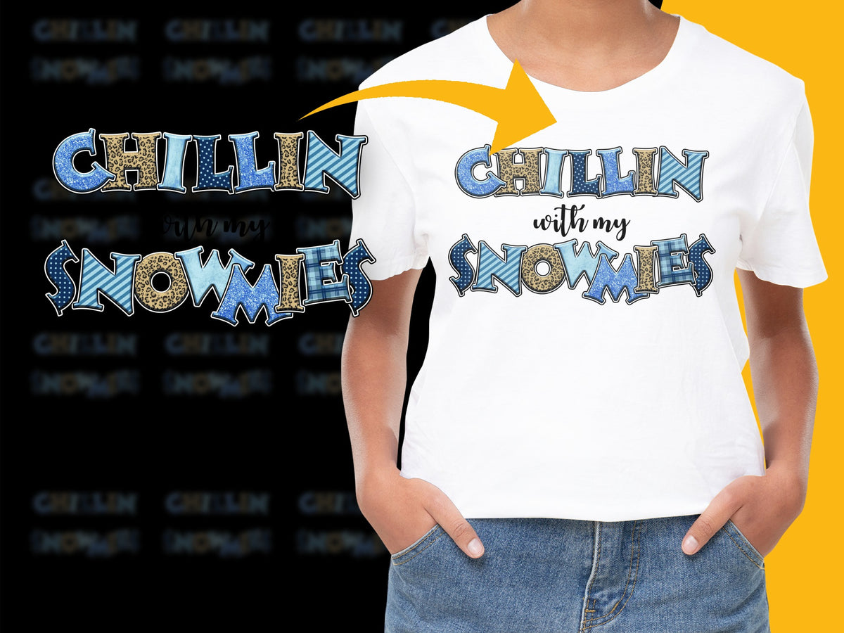 Kids Chillin With My Snowmies T-Shirt, Casual Graphic Tee, Youth Funny Winter Shirt, Cool Snowman Design Top, Trendy Holiday Gift