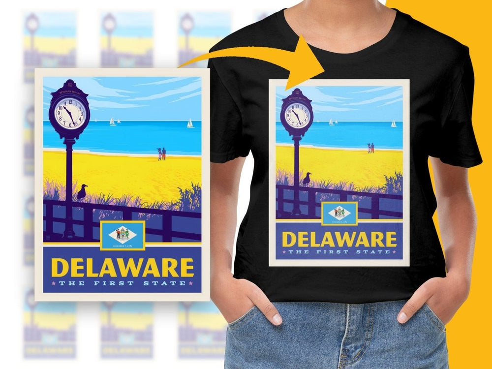 Delaware The First State Scenic Beach Art Png Digital Download - Teepew