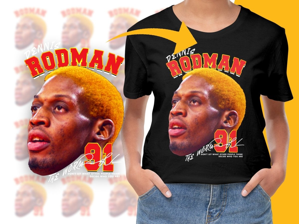 Dennis Rodman 91 Headshot Basketball Star PNG File - Teepew