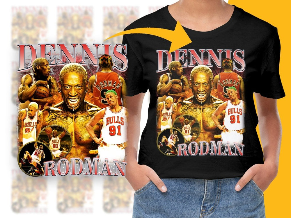 Dennis Rodman Chicago Bulls Number 91 Basketball Star Bootleg PNG File - Teepew
