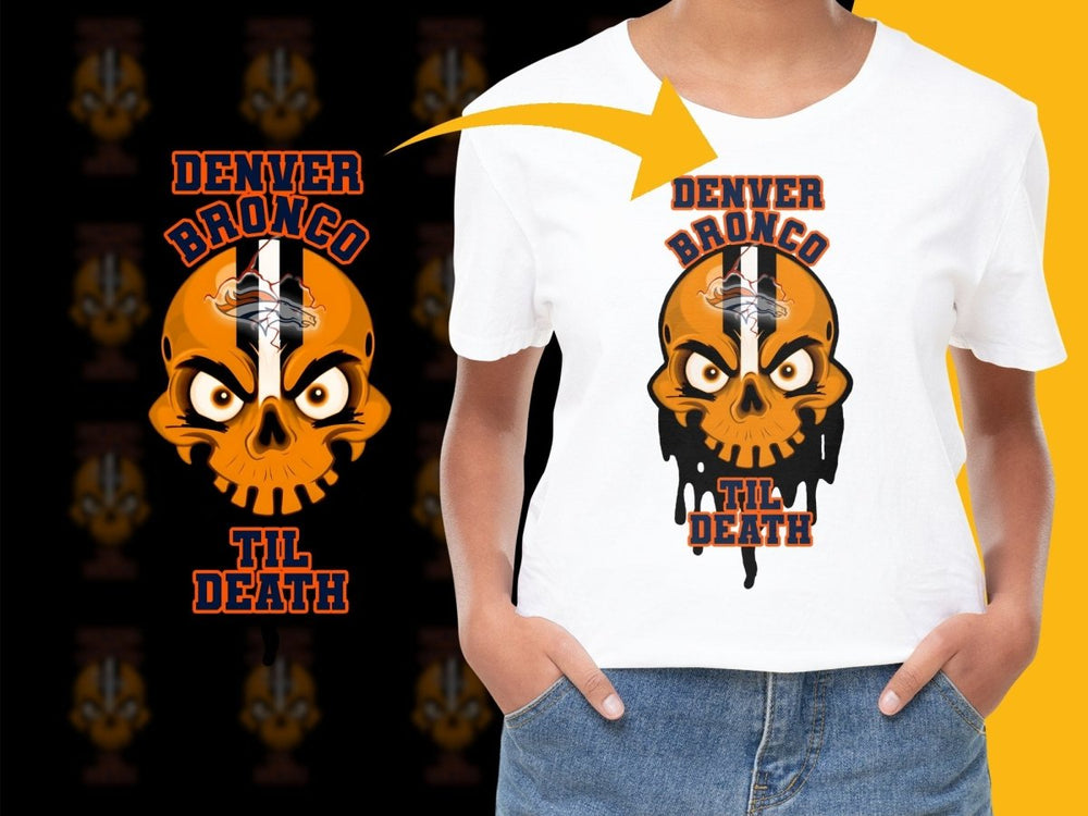 Denver Bronco Til Death Skull Graphic PNG File - Teepew