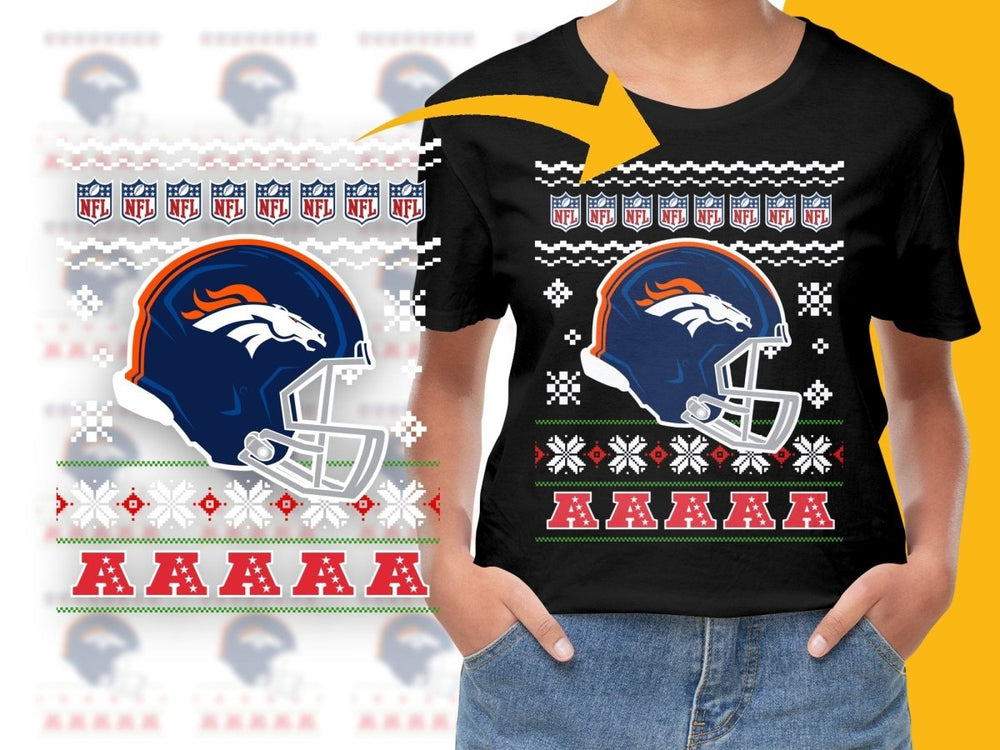 Denver Broncos Christmas Ugly Sweater Design PNG File - Teepew