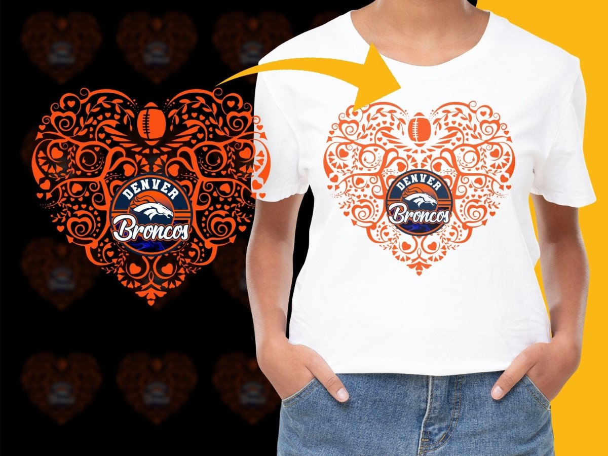 Denver Broncos Football Heart Design PNG File - Teepew