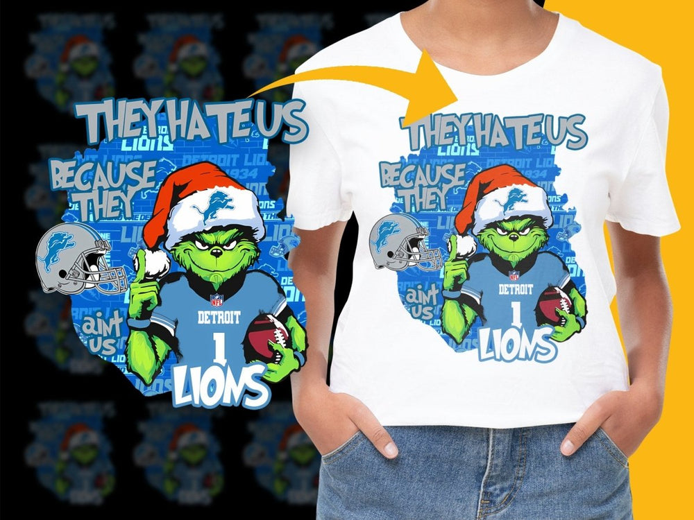 Detroit Lions Grinch Christmas They Hate Us PNG File - Teepew