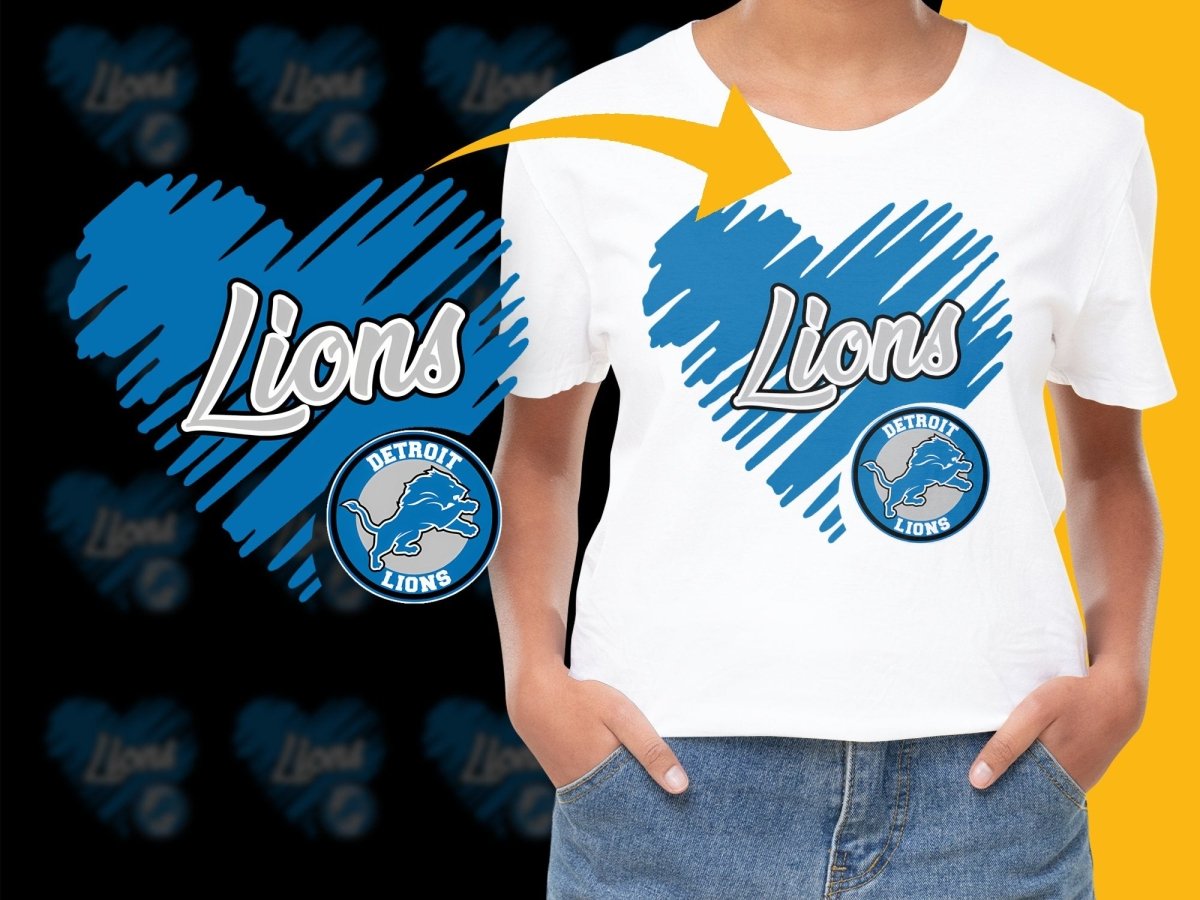 Detroit Lions Heart Design Logo Fan PNG File - Teepew