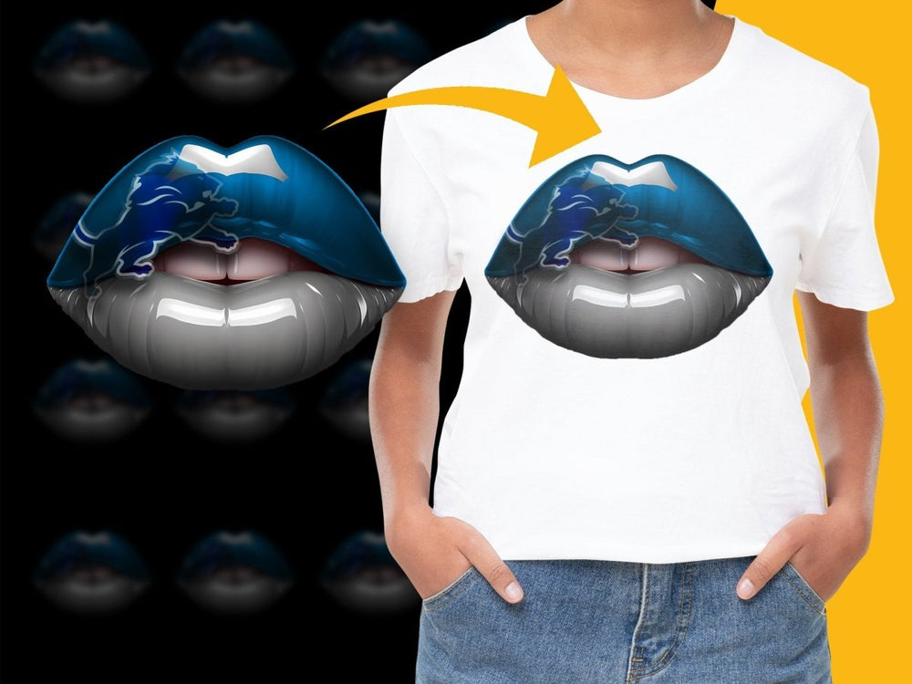 Detroit Lions Metallic Lips Design PNG File - Teepew