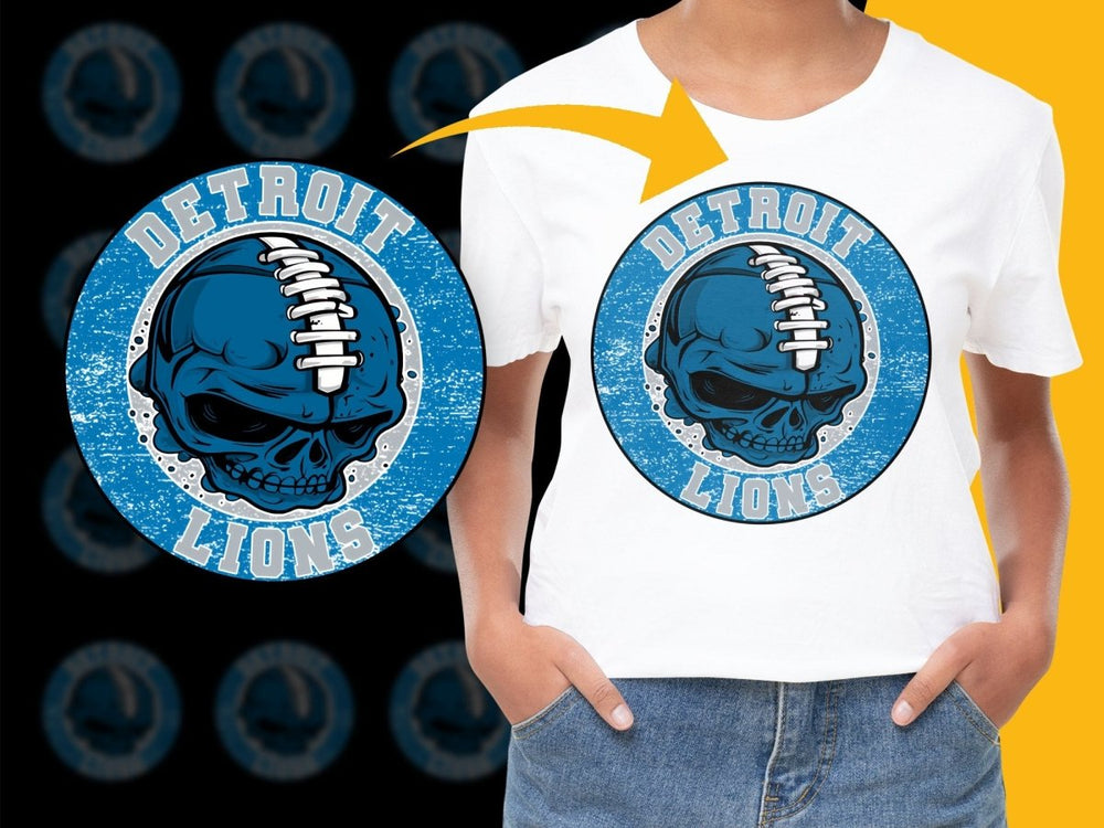 Detroit Lions Skull Football Fan Apparel PNG File - Teepew