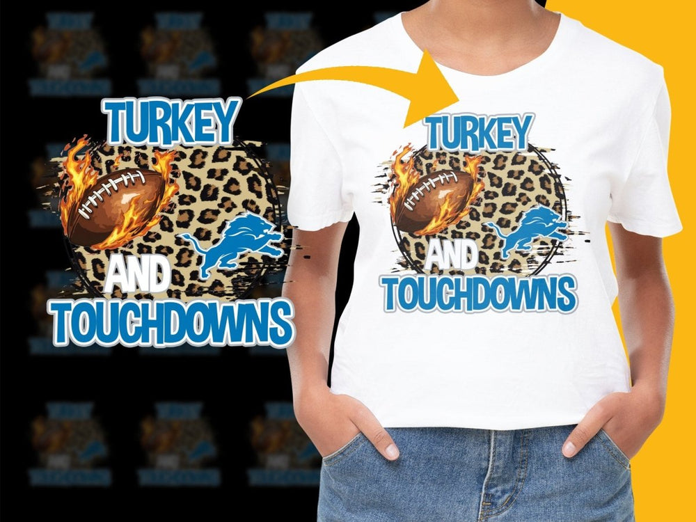 Detroit Lions Turkey Touchdowns Thanksgiving PNG File - Teepew