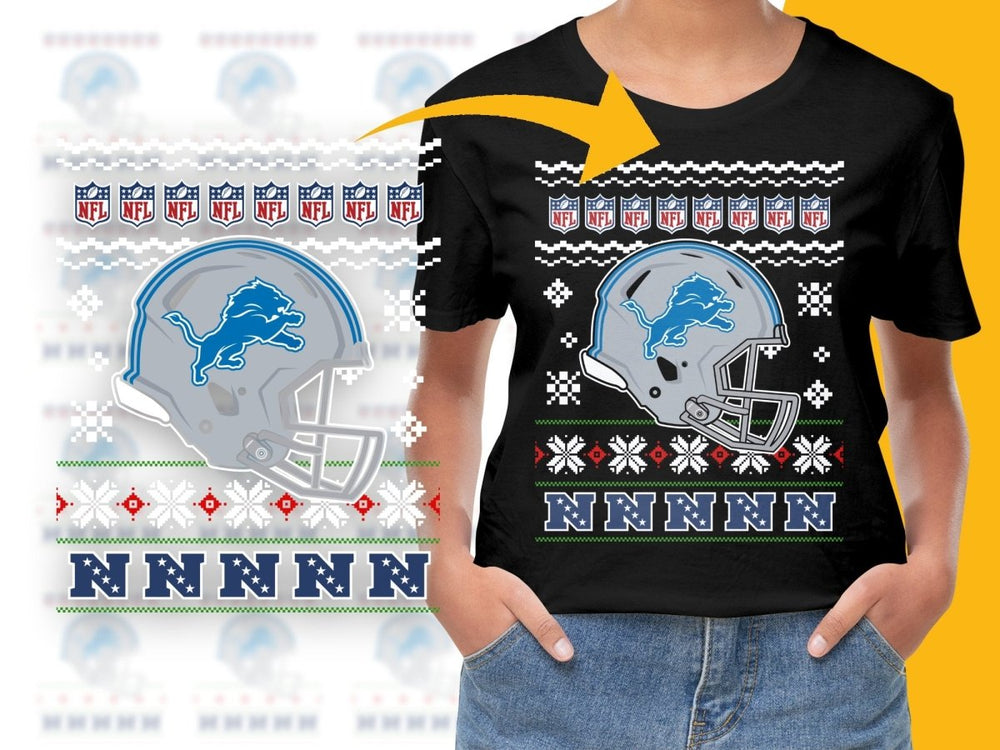 Detroit Lions Ugly Christmas Sweater Performace PNG File - Teepew