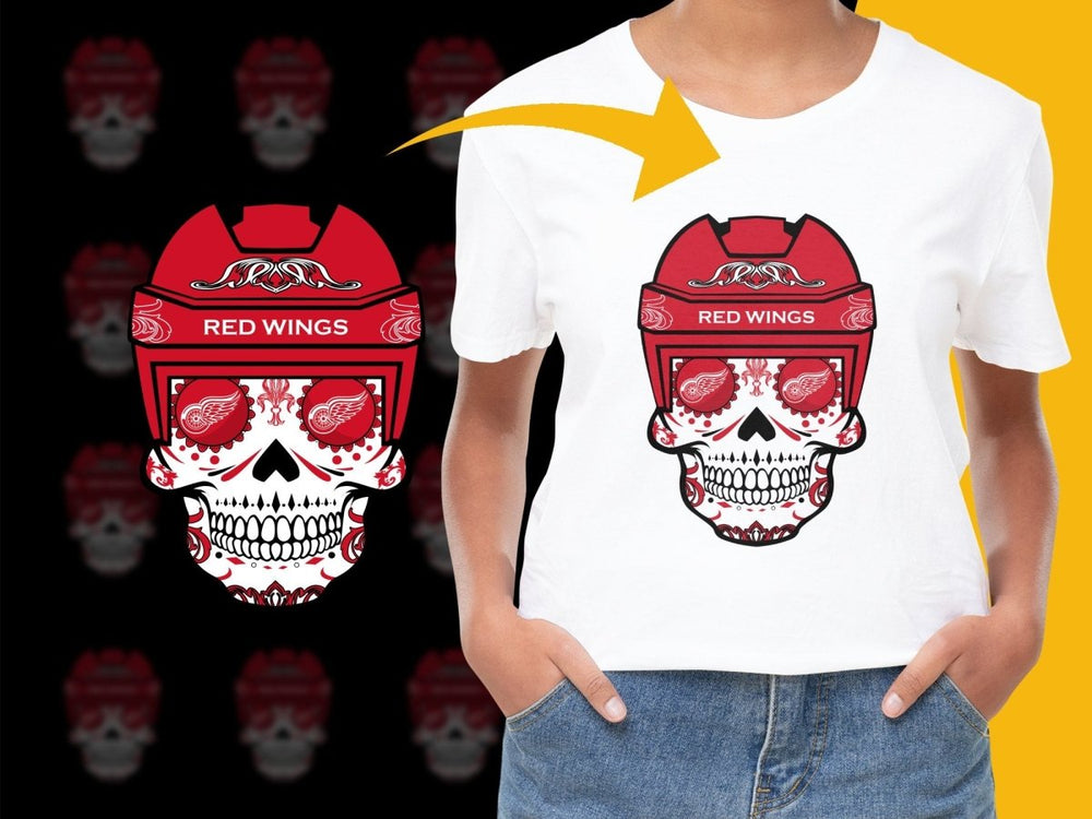Detroit Red Wings Sugar Skull Hockey Fan PNG File - Teepew