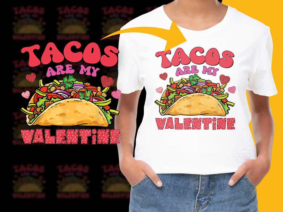 Tacos Are My Valentine T-Shirt, Funny Taco Love Graphic Tee, Cute Valentine's Day Gift, Unisex Foodie Shirt