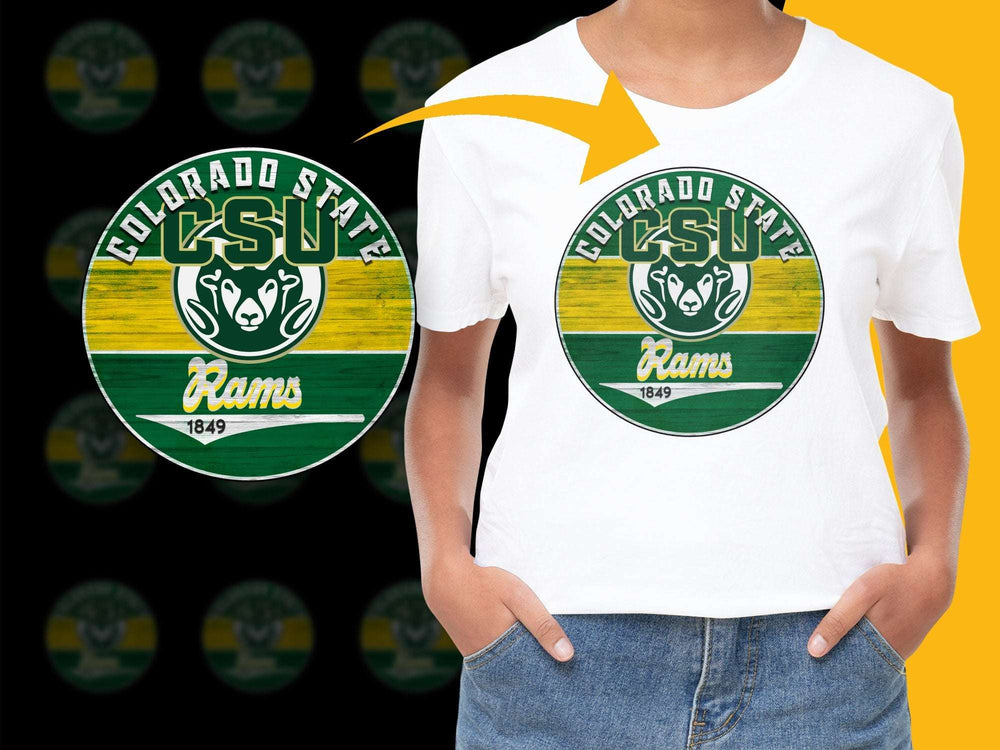 Colorado State Rams Graphic T-Shirt, Women's Casual Sports Tee, Green and Gold, School Spirit Apparel 1849