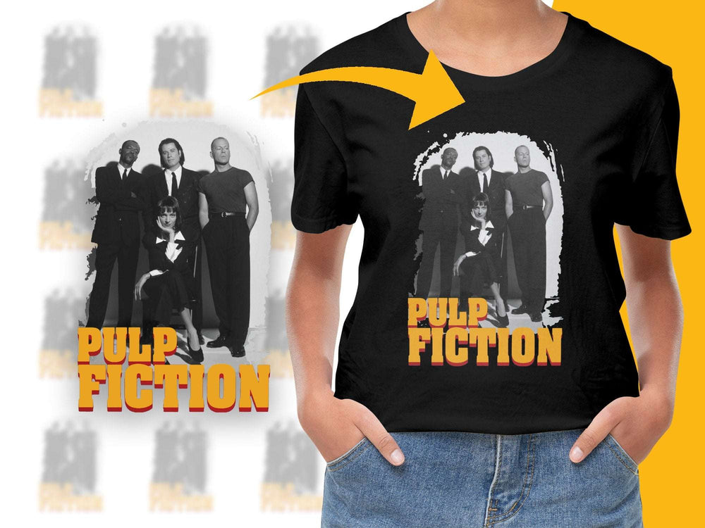 Pulp Fiction Movie T-Shirt, Vintage Black Graphic Tee, Classic Film Merchandise, Unisex Cotton Shirt