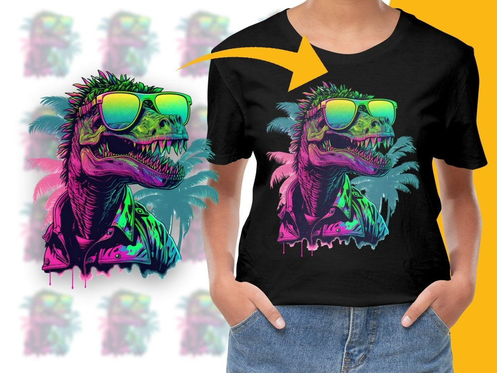 Dinosaur in Sunglasses and Jacket Retro Style PNG File - Teepew