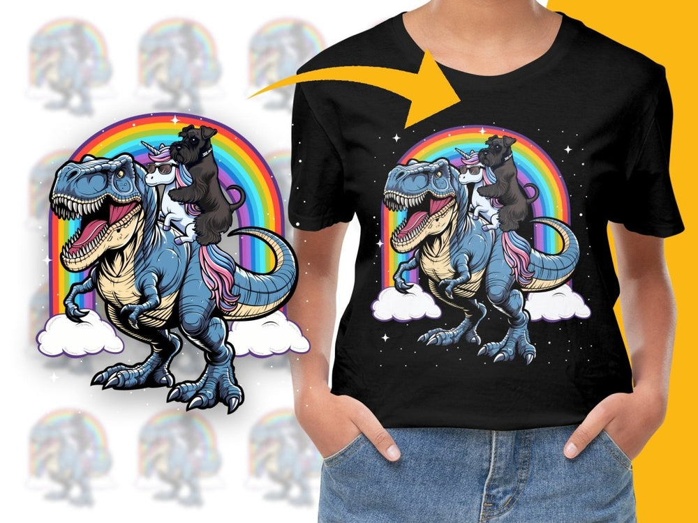 Dinosaur Unicorn and Schnauzer Graphic Print PNG File - Teepew