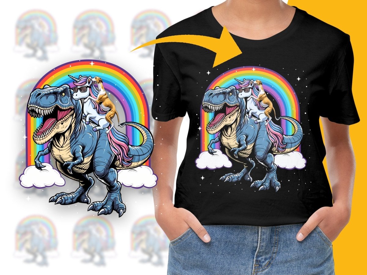 Dinosaur Unicorn Retro Dog Rainbow Art PNG File - Teepew