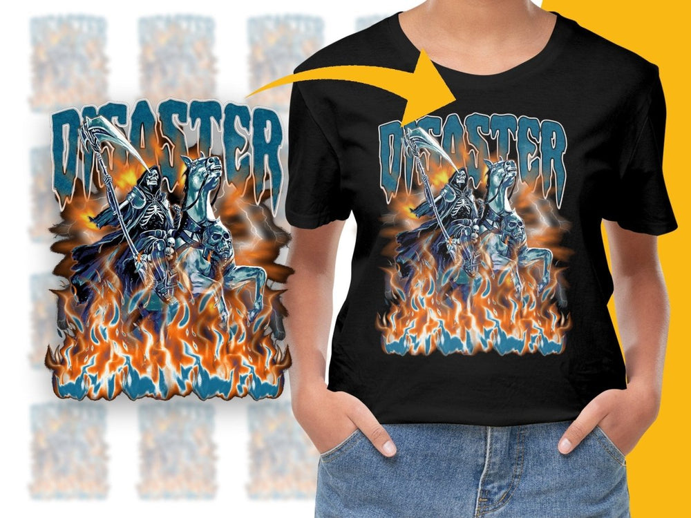 Disaster Grim Reaper on Horse Riding Through Flames PNG File - Teepew