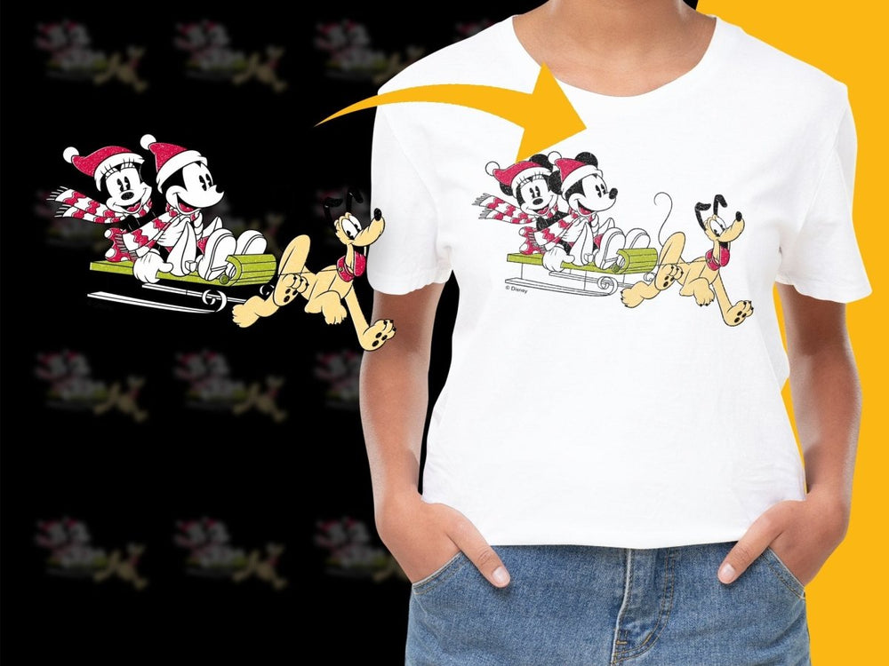 Disney Christmas Mickey Minnie Mouse Pluto Sled PNG File - Teepew