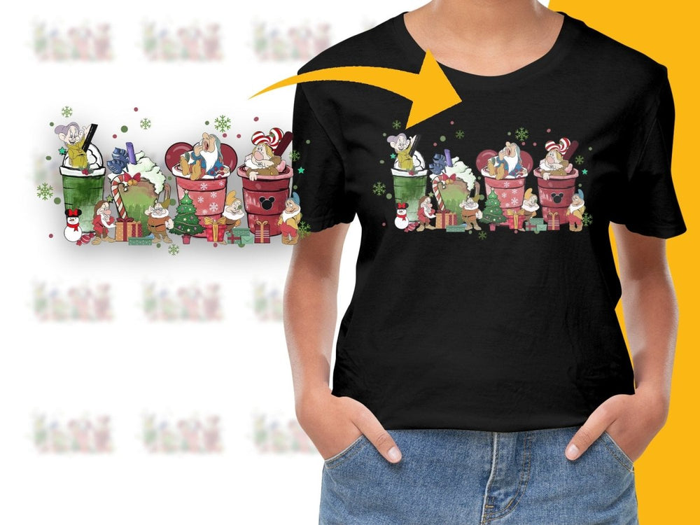 Disney Christmas Seven Dwarfs Festive Coffee Cups PNG File - Teepew