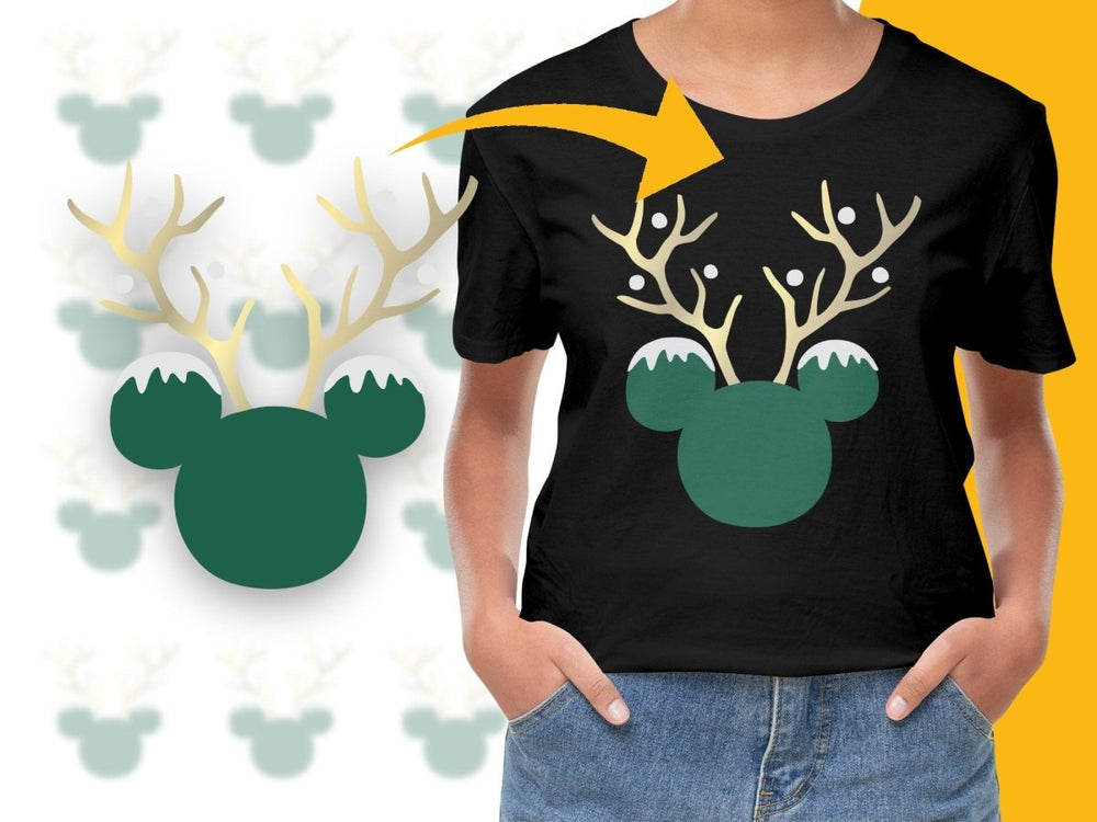 Disney Inspired Reindeer Dark Green Digital Print Digital - Teepew