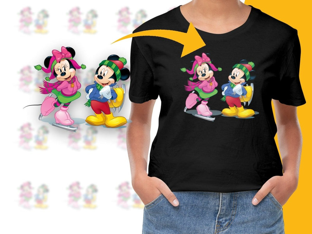 Disney Mickey and Minnie Christmas Ice Skating PNG File - Teepew