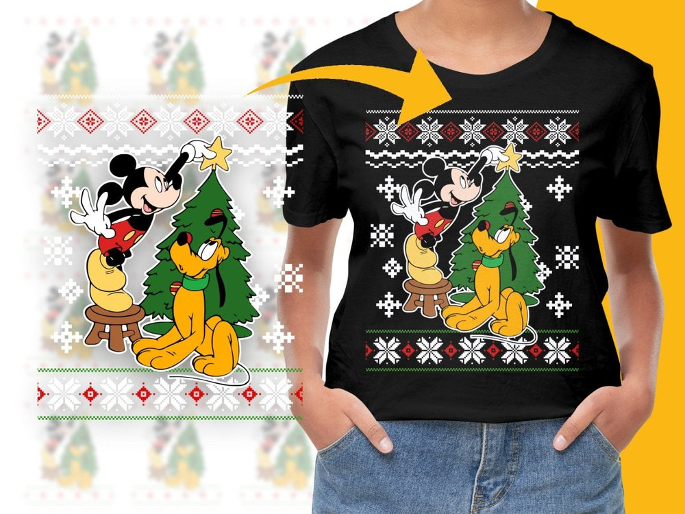 Disney Mickey Mouse and Pluto Christmas Design PNG File - Teepew
