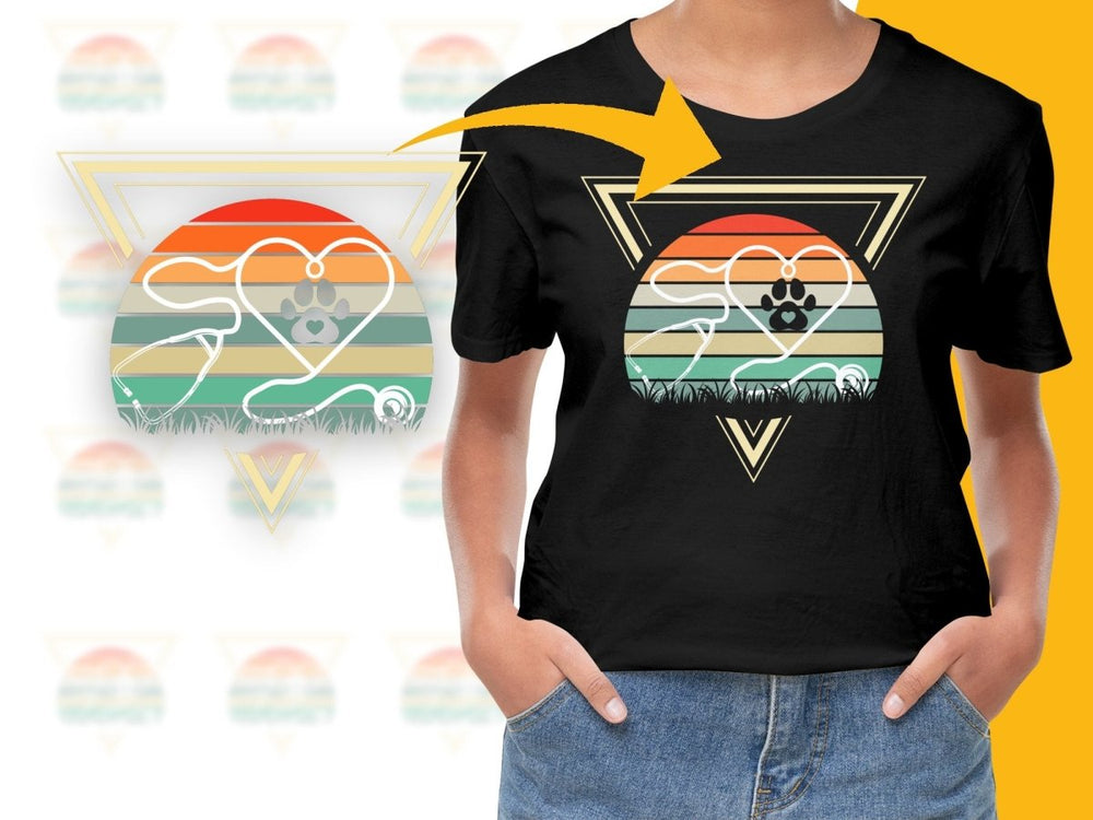 Dog Walk Retro Style Heartbeat Graphic PNG File - Teepew