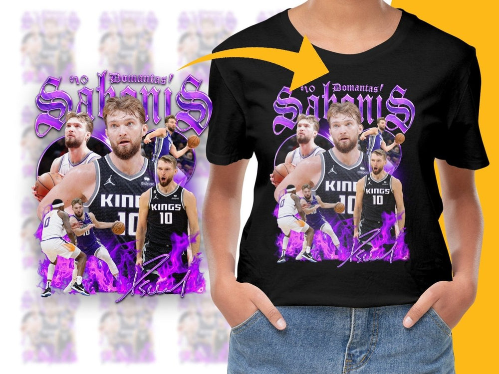 Domantas Sabonis Purple Kings Basketball Star Bootleg PNG File - Teepew