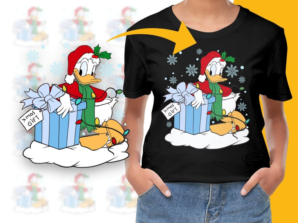 Donald Duck with Present Colorful Christmas PNG File - Teepew