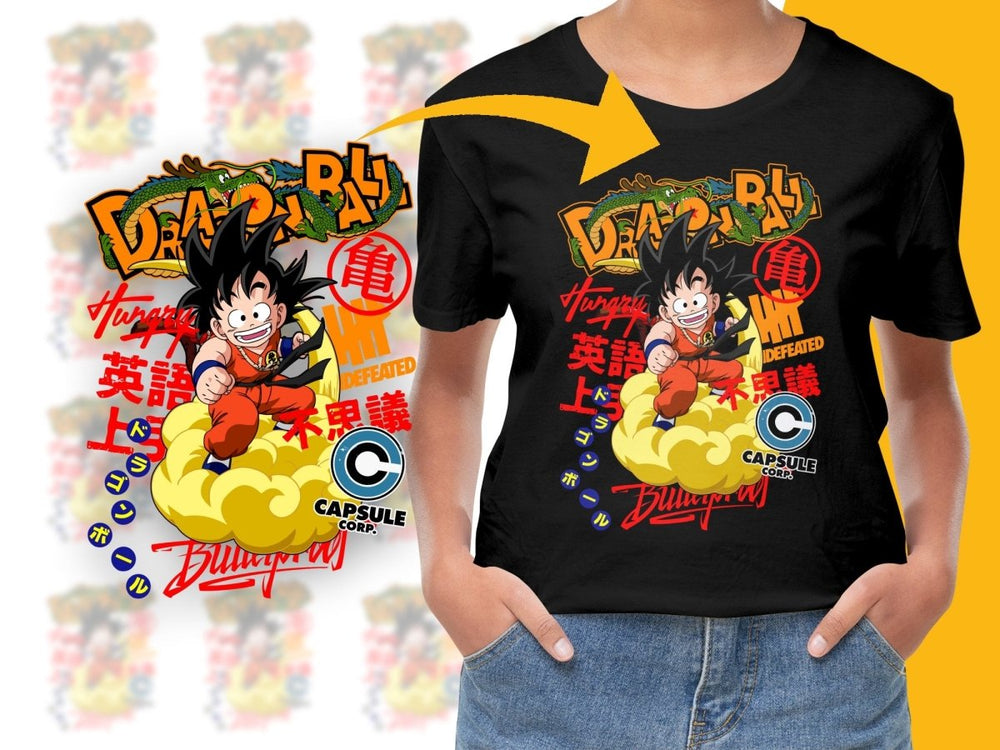 Dragon Ball Happy Defeated Goku Capsule Corp PNG File - Teepew