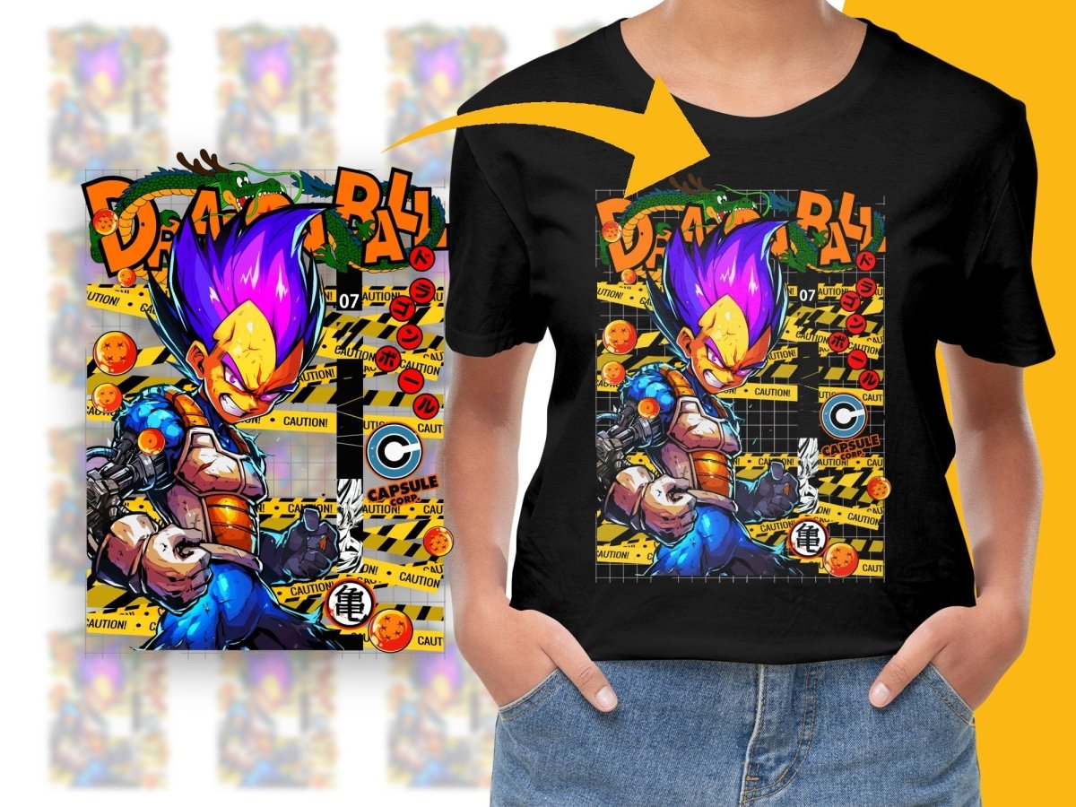 Dragon Ball Vegeta Capsule Corp Caution PNG File - Teepew