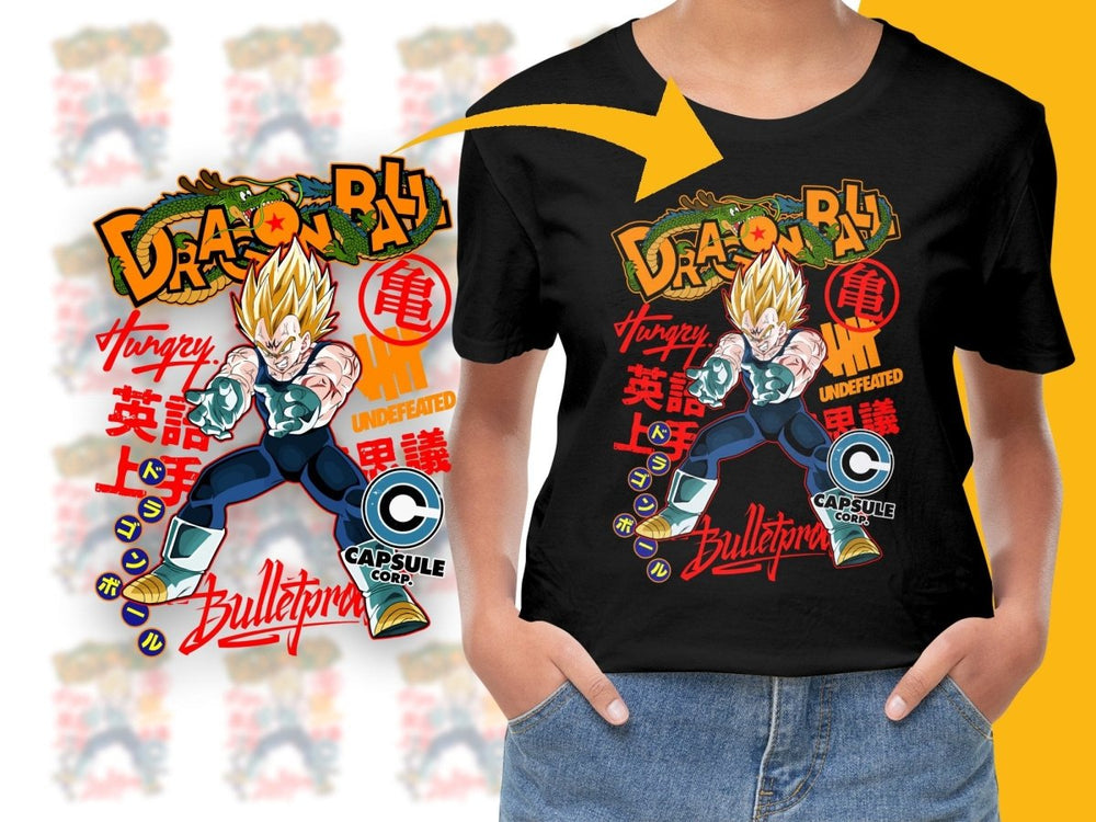 Dragon Ball Z Vegeta Capsule Corp Inspired PNG File - Teepew