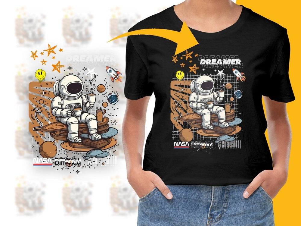 Dreamer Astronaut Drinking Coffee Graphic PNG File - Teepew