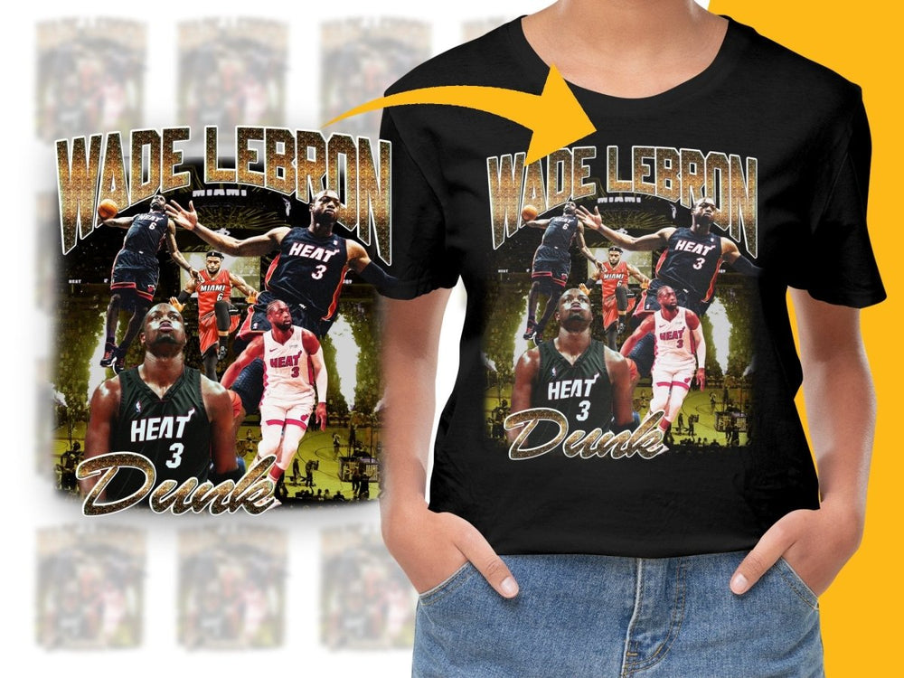 Dwyane Wade And Lebron James Miami Heat Basketball Stars Dunk Bootleg PNG File - Teepew