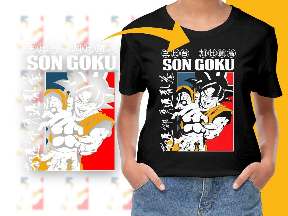 Dynamic and Bold Son Goku Graphic Design PNG File - Teepew