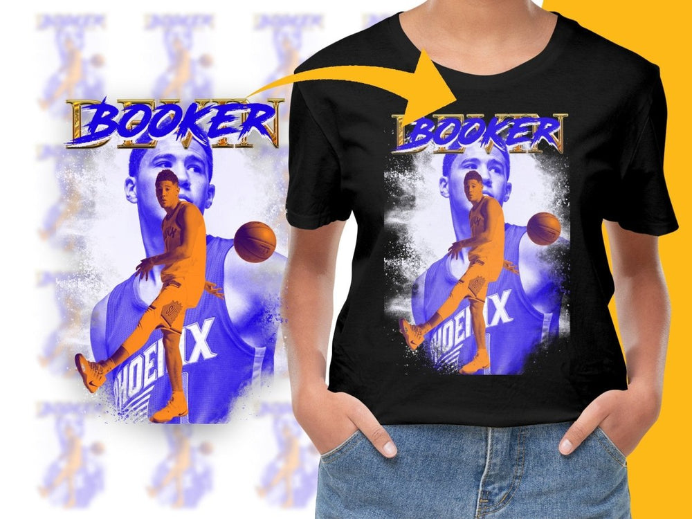 Dynamic Basketball Star Devin Booker Bootleg PNG File - Teepew