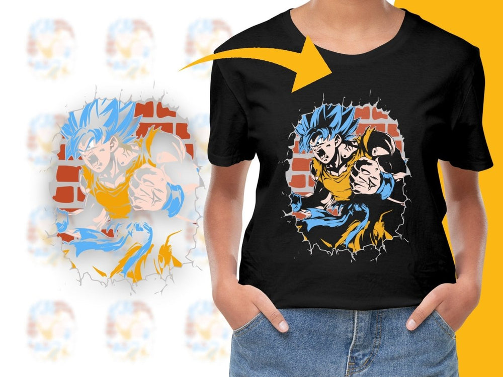 Dynamic Goku Smash Through Brick Wall PNG File - Teepew