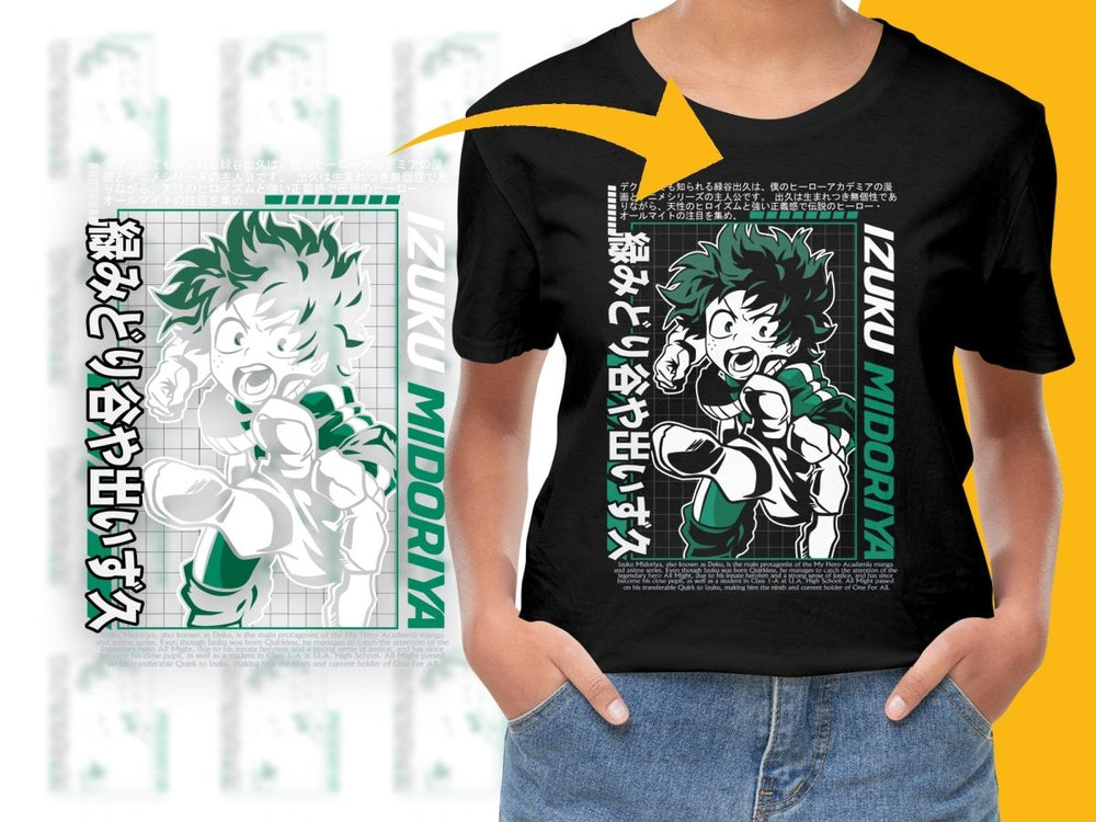 Dynamic Izuku Midoriya Action Pose Anime Graphic PNG File - Teepew