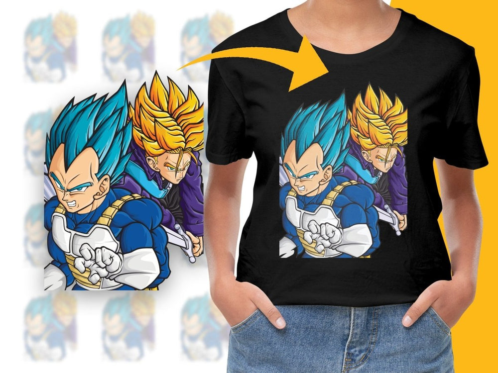 Dynamic Super Saiyan Duo Blue and Yellow Graphic PNG File - Teepew