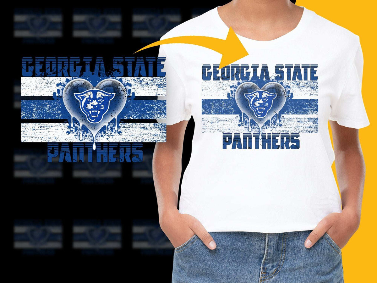 Georgia State Panthers T-Shirt, Blue and White Graphic Tee, Casual Sports Apparel for Fans