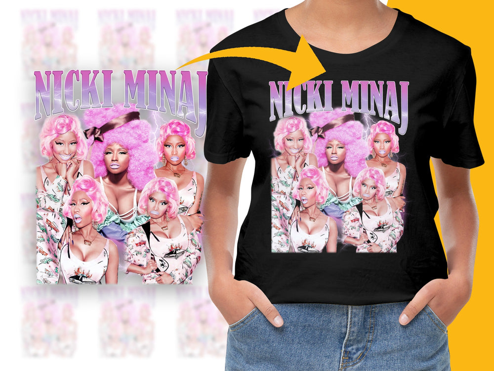 Nicki Minaj Collage T-Shirt, Colorful Hip Hop Tee, Pop Music Fan Gift, Artist Tribute Top