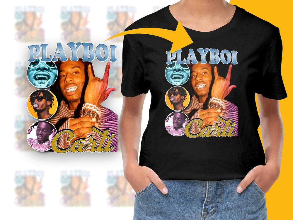 Playboi Carti Graphic T-Shirt, Hip Hop Artist Fan Merch, Trendy Music Tee, Unisex Black Cotton Shirt